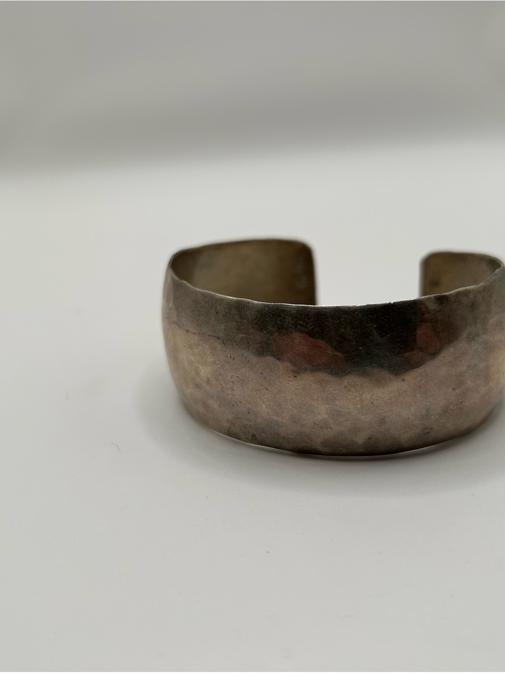 Vintage RARE SARAH CLY Sterling Silver Hammered Wide Cuff Bracelet 6.75”